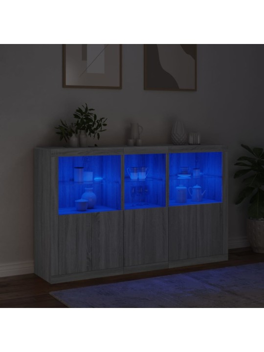 Příborník s led osvětlením šedý sonoma 162 x 37 x 100 cm