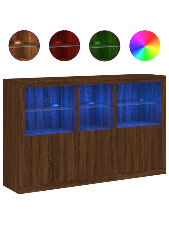 Příborník s LED osvětlením hnědý dub 162 x 37 x 100 cm
