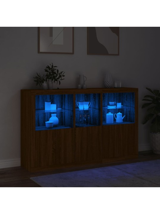Příborník s LED osvětlením hnědý dub 162 x 37 x 100 cm