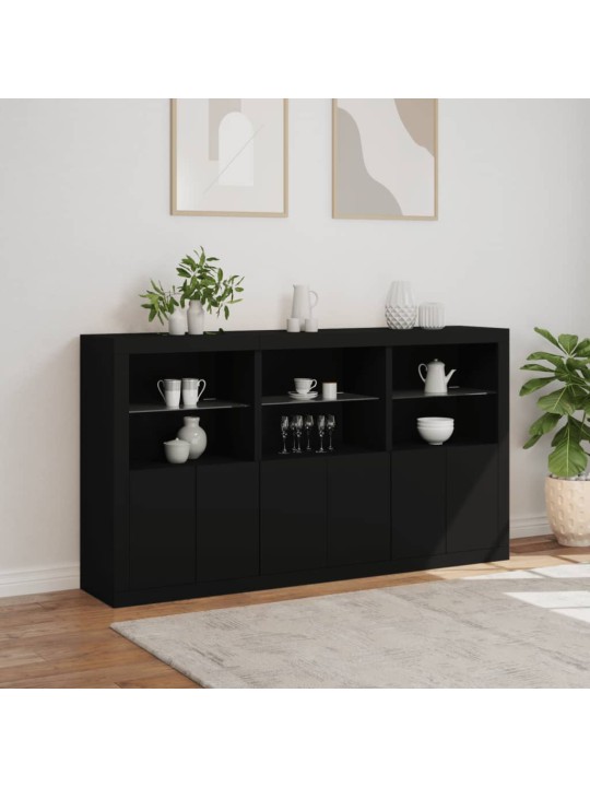 Příborník s LED osvětlením černý 181,5 x 37 x 100 cm