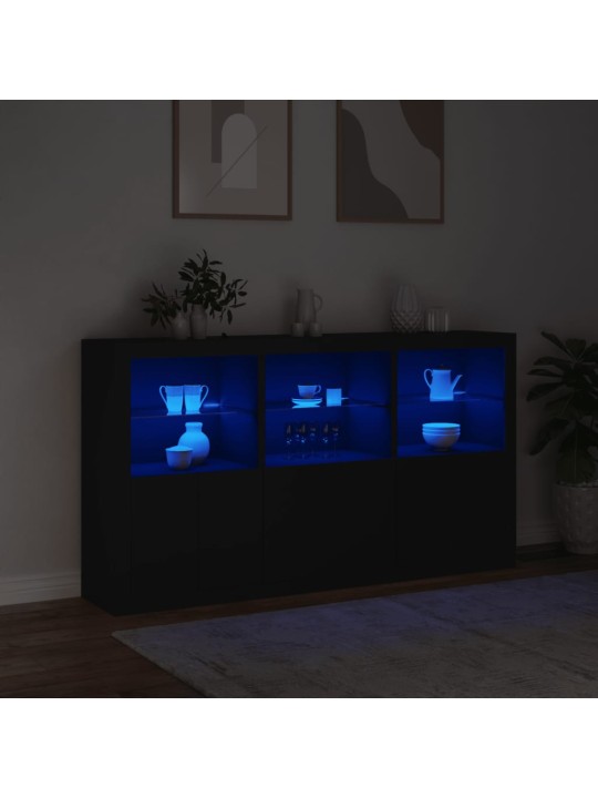 Příborník s LED osvětlením černý 181,5 x 37 x 100 cm