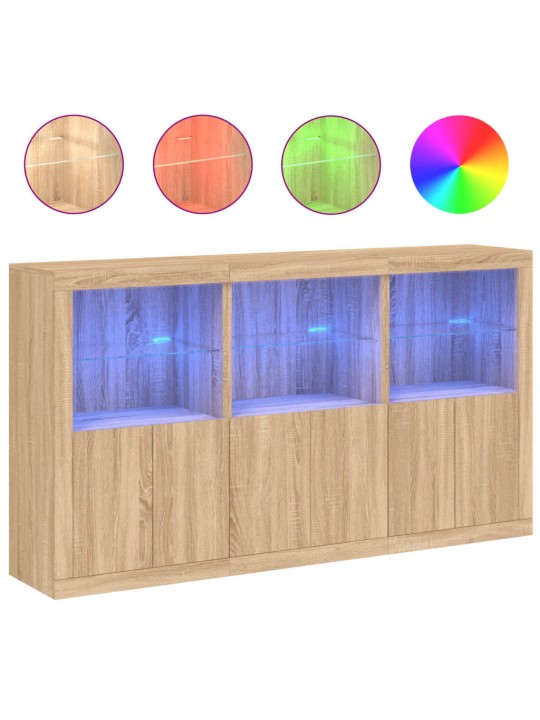 Příborník s LED osvětlením dub sonoma 181,5 x 37 x 100 cm