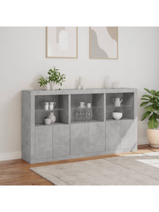 Příborník s LED osvětlením betonově šedý 181,5 x 37 x 100 cm