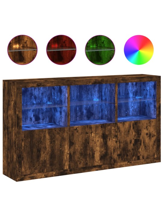 Příborník s LED osvětlením kouřový dub 181,5 x 37 x 100 cm