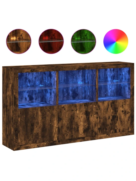 Příborník s LED osvětlením kouřový dub 181,5 x 37 x 100 cm