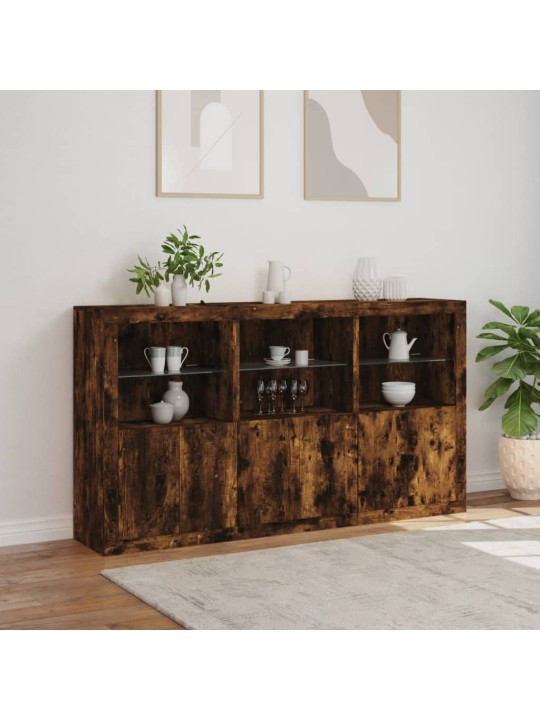 Příborník s LED osvětlením kouřový dub 181,5 x 37 x 100 cm
