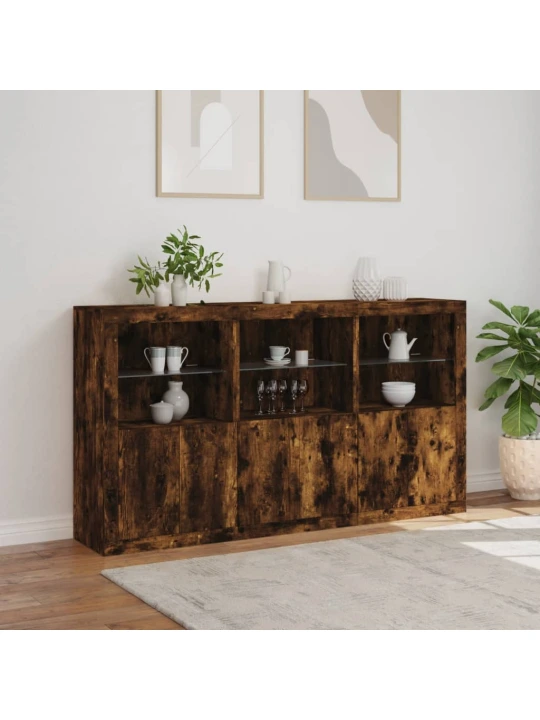 Příborník s LED osvětlením kouřový dub 181,5 x 37 x 100 cm