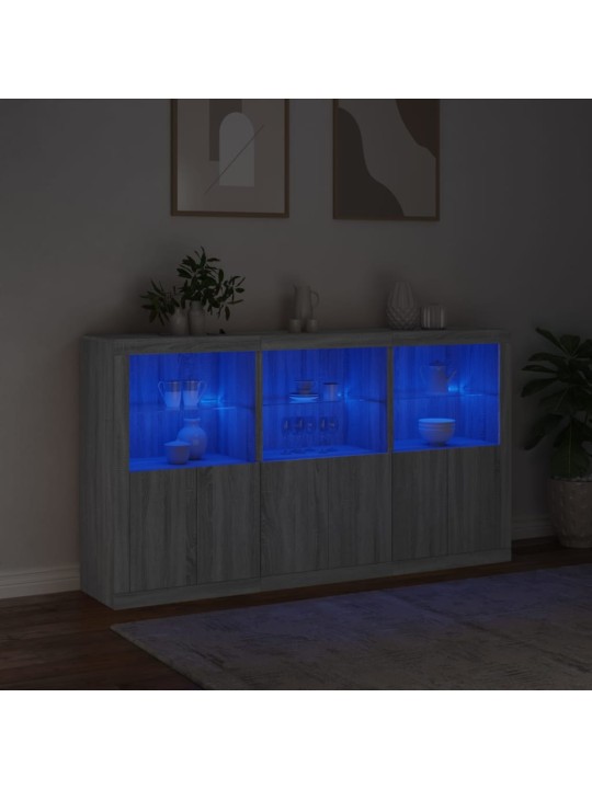 Příborník s led osvětlením šedý sonoma 181,5 x 37 x 100 cm