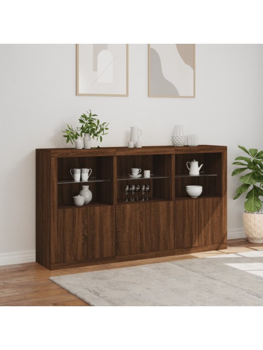 Příborník s LED osvětlením hnědý dub 181,5 x 37 x 100 cm