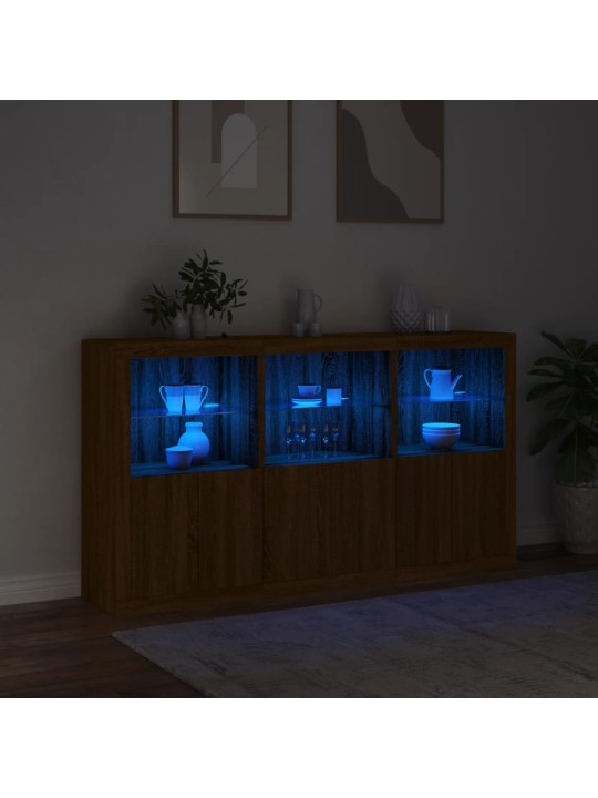 Příborník s LED osvětlením hnědý dub 181,5 x 37 x 100 cm