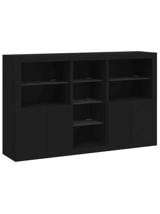 Příborník s LED osvětlením černý 162 x 37 x 100 cm