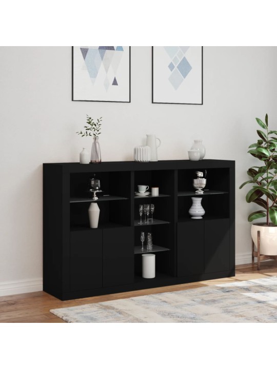 Příborník s LED osvětlením černý 162 x 37 x 100 cm