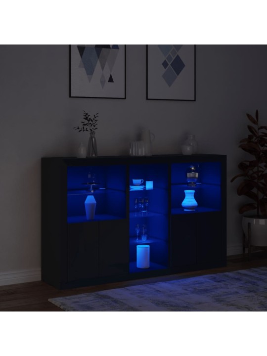 Příborník s LED osvětlením černý 162 x 37 x 100 cm