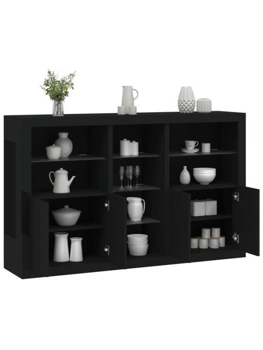 Příborník s LED osvětlením černý 162 x 37 x 100 cm