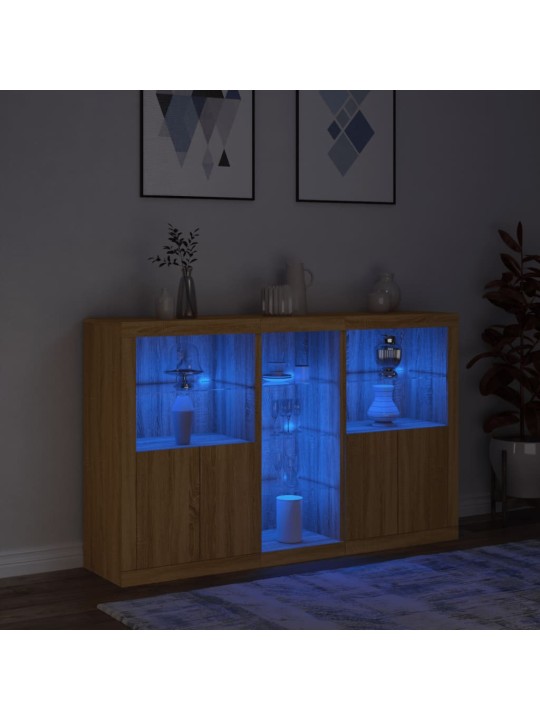 Příborník s LED osvětlením dub sonoma 162 x 37 x 100 cm