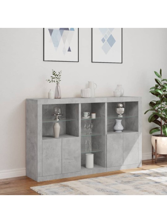 Příborník s led osvětlením betonově šedý 162 x 37 x 100 cm
