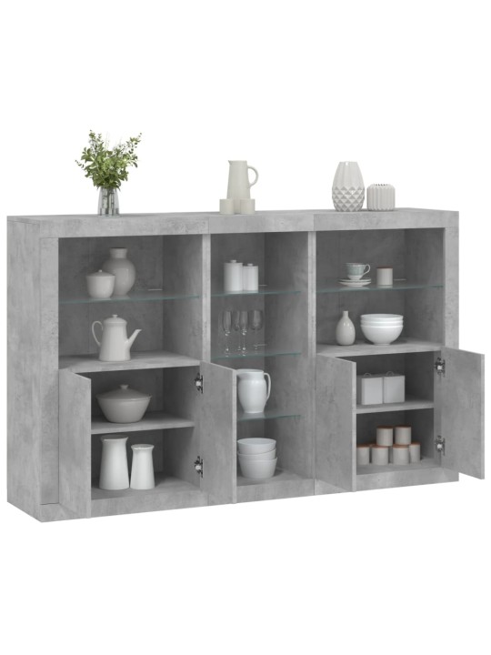 Příborník s led osvětlením betonově šedý 162 x 37 x 100 cm
