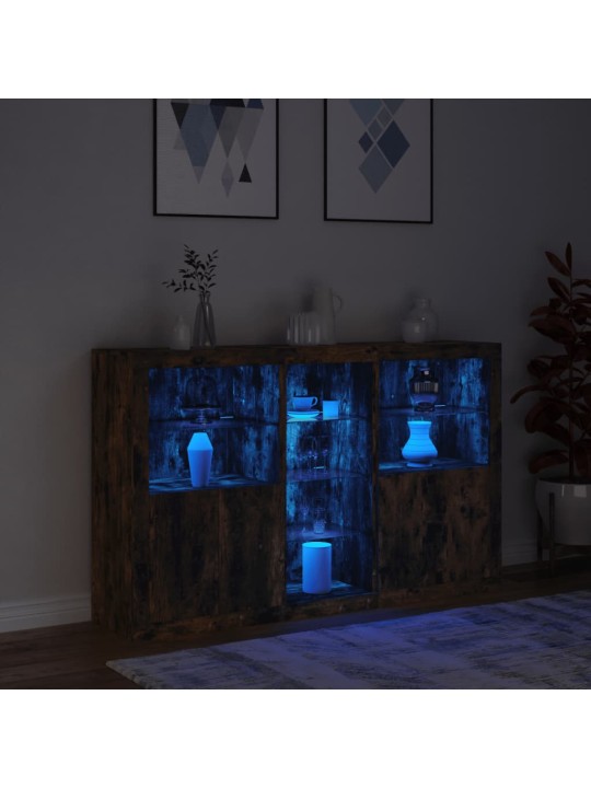 Příborník s LED osvětlením kouřový dub 162 x 37 x 100 cm