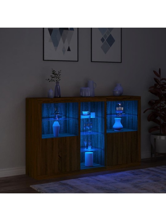 Příborník s LED osvětlením hnědý dub 162 x 37 x 100 cm