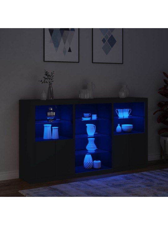 Příborník s LED osvětlením černý 181,5 x 37 x 100 cm