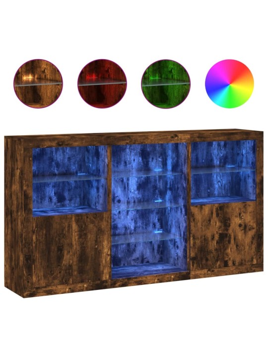 Příborník s LED osvětlením kouřový dub 181,5 x 37 x 100 cm