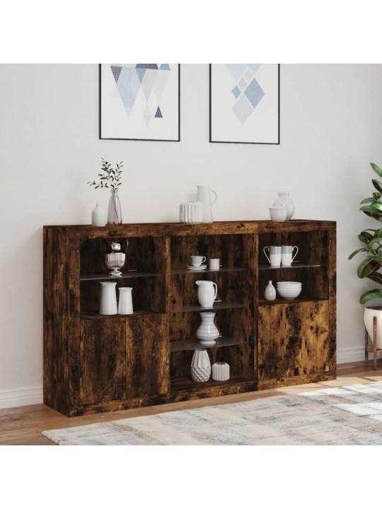 Příborník s LED osvětlením kouřový dub 181,5 x 37 x 100 cm