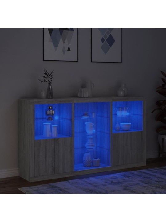 Příborník s led osvětlením šedý sonoma 181,5 x 37 x 100 cm
