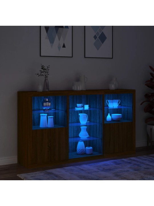 Příborník s LED osvětlením hnědý dub 181,5 x 37 x 100 cm