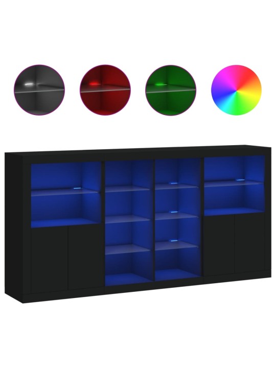 Příborník s LED osvětlením černý 202 x 37 x 100 cm