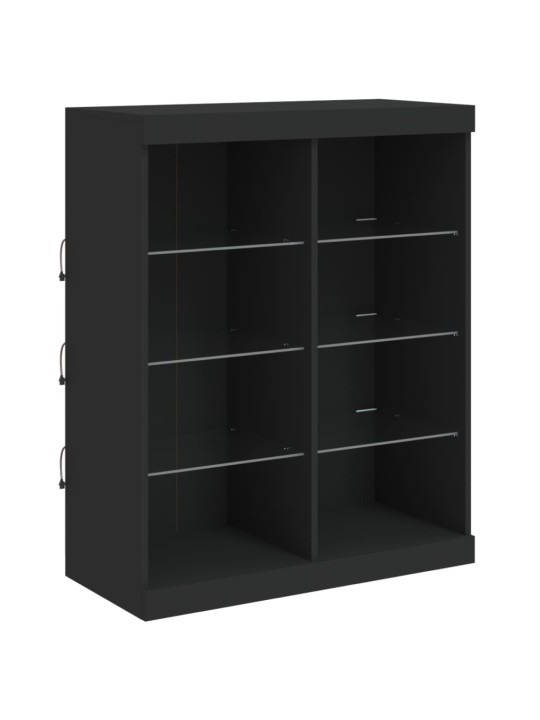 Příborník s LED osvětlením černý 202 x 37 x 100 cm