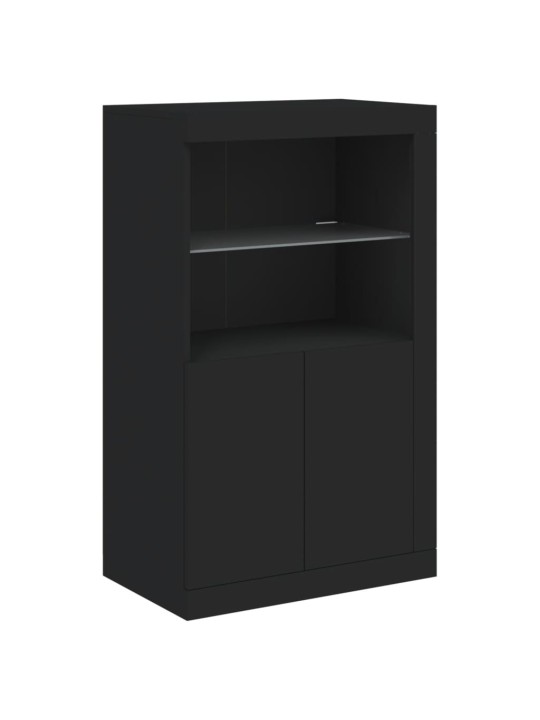 Příborník s LED osvětlením černý 202 x 37 x 100 cm