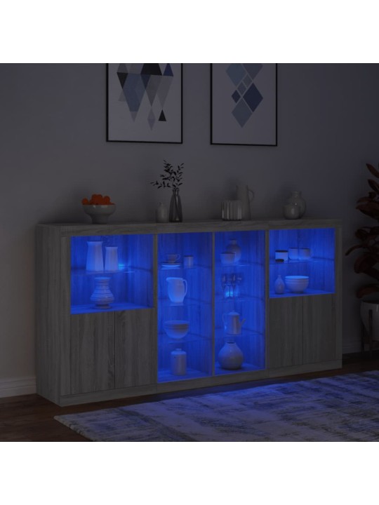 Příborník s led osvětlením šedý sonoma 202 x 37 x 100 cm