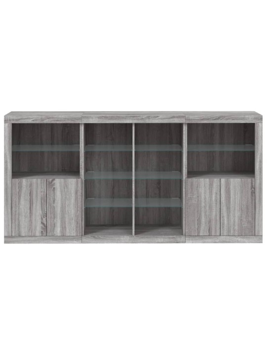 Příborník s led osvětlením šedý sonoma 202 x 37 x 100 cm