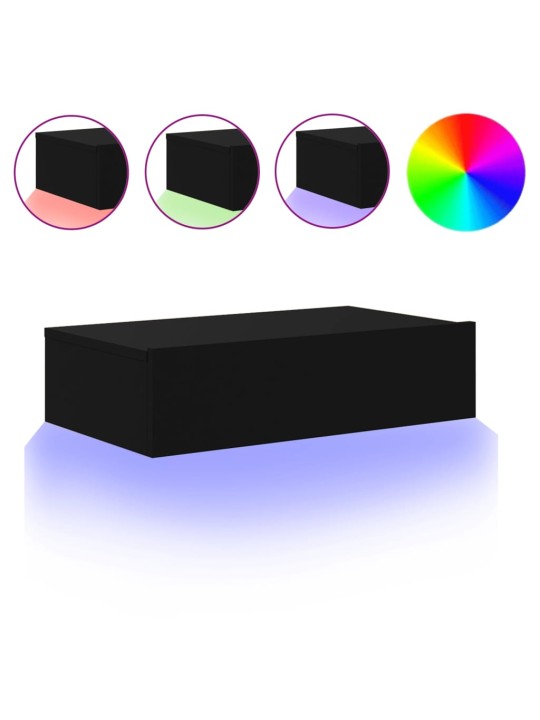 TV skříňka s LED osvětlením černá 60 x 35 x 15,5 cm