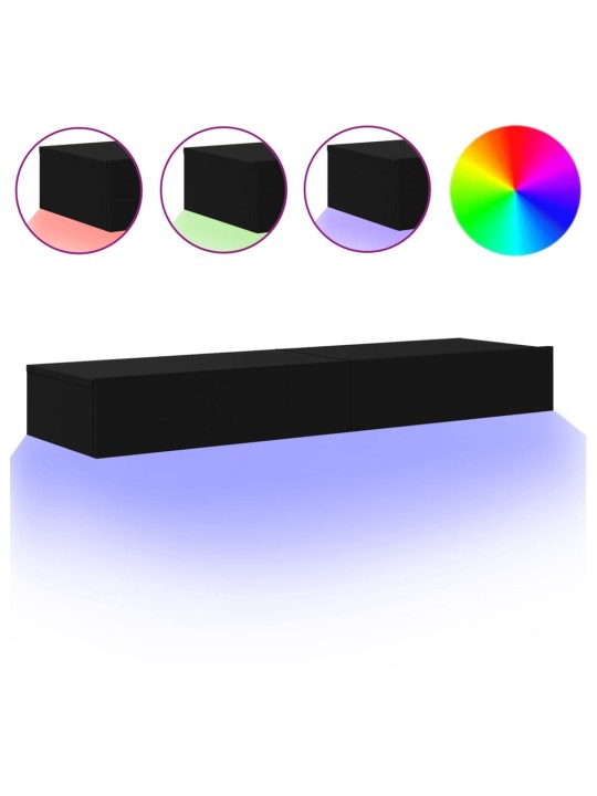 TV skříňky s LED osvětlením 2 ks černé 60 x 35 x 15,5 cm