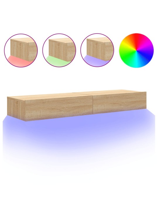 TV skříňky s LED osvětlením 2 ks dub sonoma 60 x 35 x 15,5 cm
