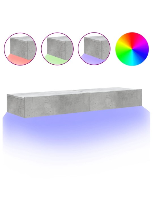 TV skříňky s LED osvětlením 2 ks betonově šedé 60x35x15,5 cm