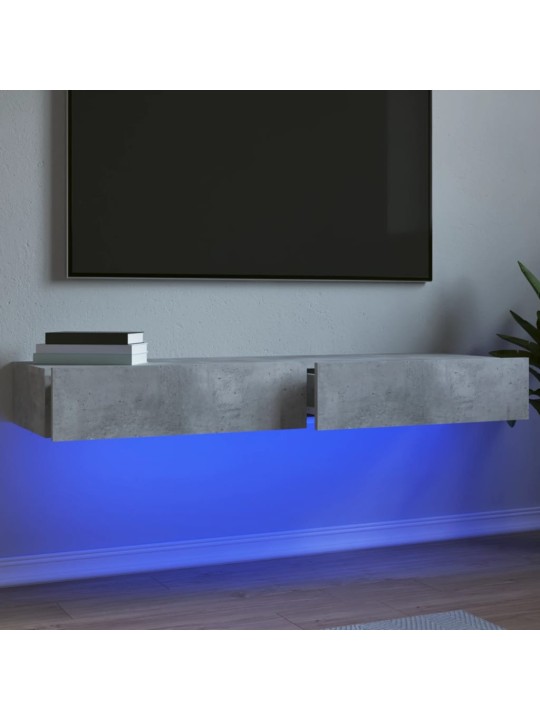 TV skříňky s LED osvětlením 2 ks betonově šedé 60x35x15,5 cm