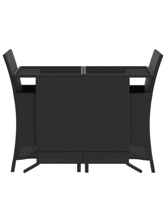 3dílný bistro set s poduškami černý polyratan