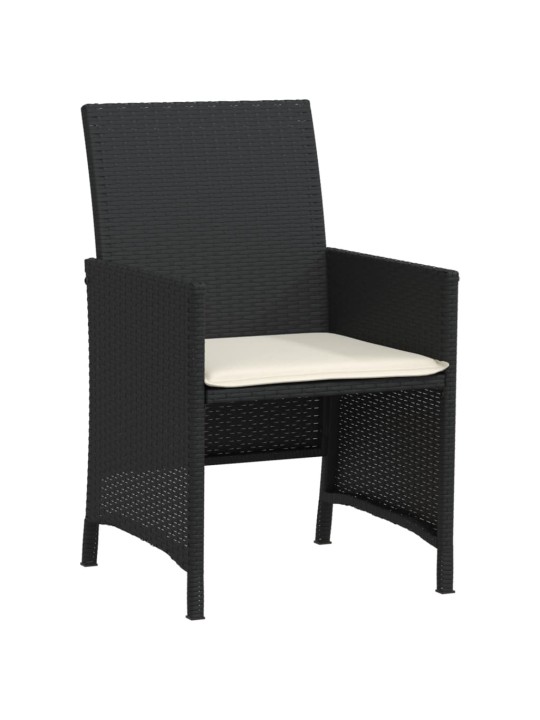 3dílný bistro set s poduškami černý polyratan