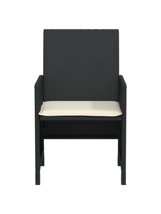 3dílný bistro set s poduškami černý polyratan