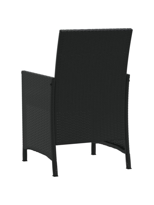 3dílný bistro set s poduškami černý polyratan