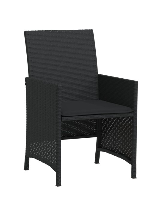 3dílný bistro set s poduškami černý polyratan