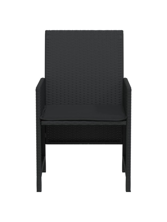 3dílný bistro set s poduškami černý polyratan