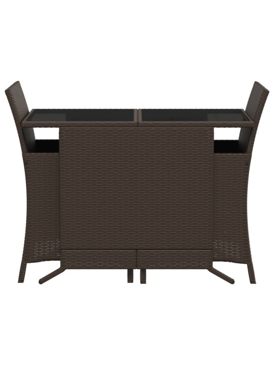 3dílný bistro set s poduškami hnědý polyratan