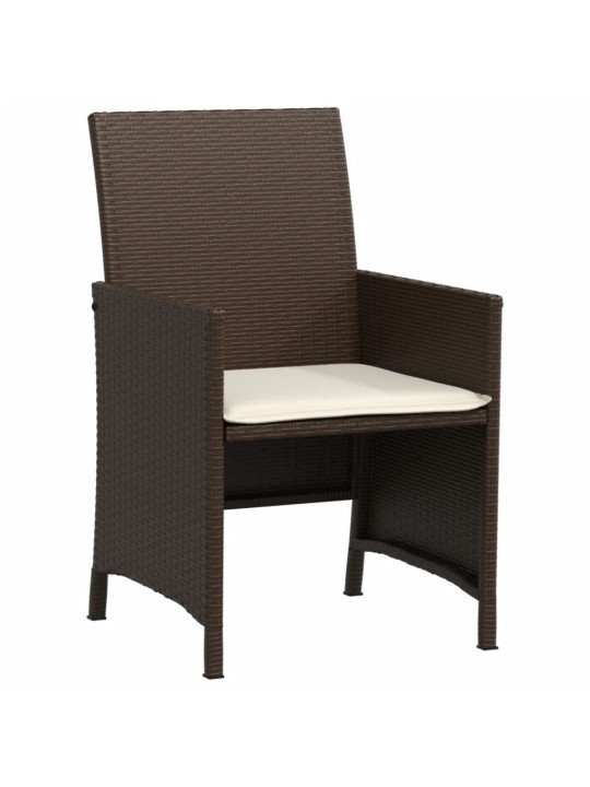 3dílný bistro set s poduškami hnědý polyratan