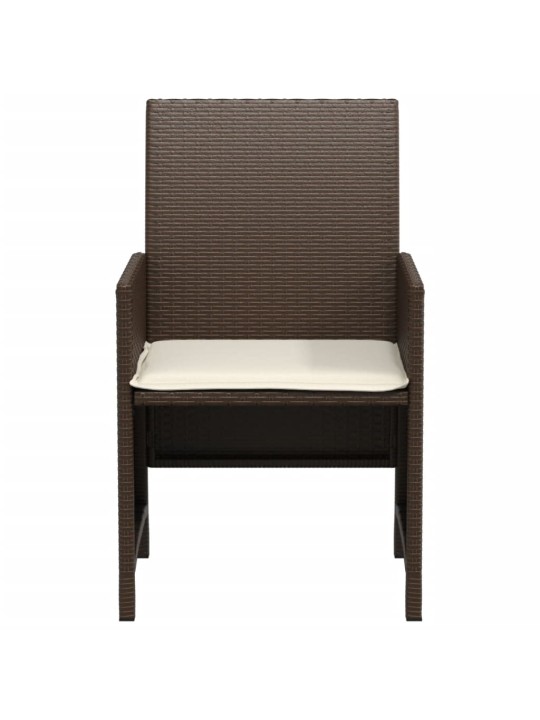 3dílný bistro set s poduškami hnědý polyratan