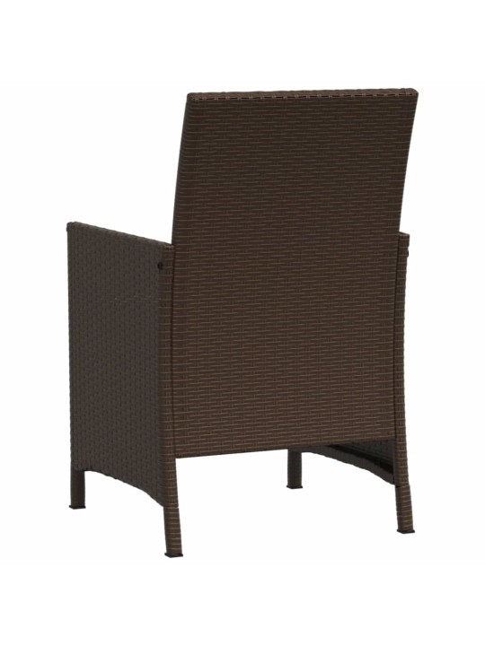3dílný bistro set s poduškami hnědý polyratan