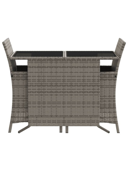 3dílný bistro set s poduškami šedý polyratan