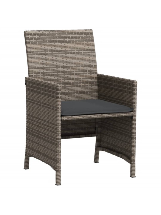 3dílný bistro set s poduškami šedý polyratan